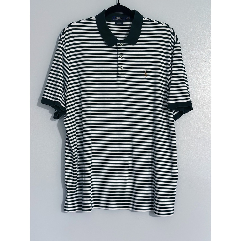 Polo Ralph Lauren Classic Fit Interlock Polo Shirt Green Stripe Men's X-Large
